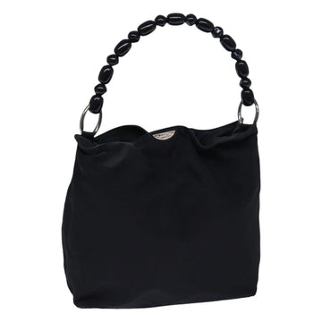 CHRISTIAN Top quality Dior Maris Pearl Hand Bag Nylon Black Silver Auth am6778