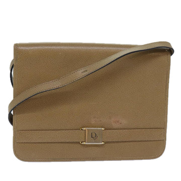 CHRISTIAN Top quality Dior Shoulder Bag Leather Beige Auth ar12309