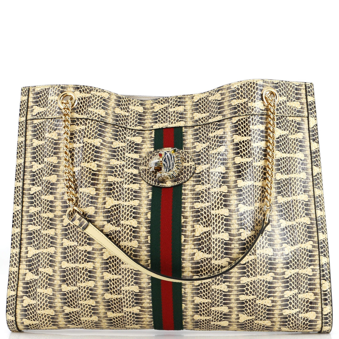 Gucci Rajah Chain Tote Snakeskin Large