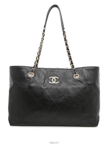 Black Matrasse Chain Shoulder Bag Quilted Medium Shopper AS2442 Chanel