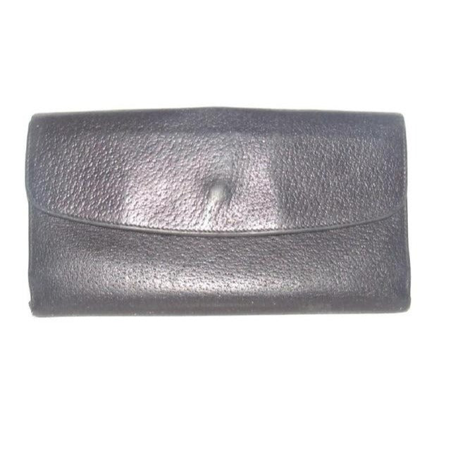 Gucci Black Leather With Gold Belt Buckle Clasp  Wallet