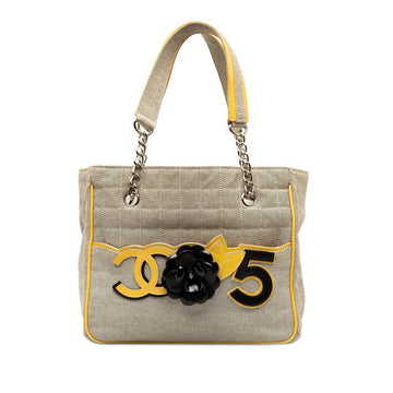 New 1:1 Rep Top Quality Chanel None.5 Chocolate Bar Camellia Chain Handbag A31573 Yellow Gr Canvas Emmeline  CHANEL