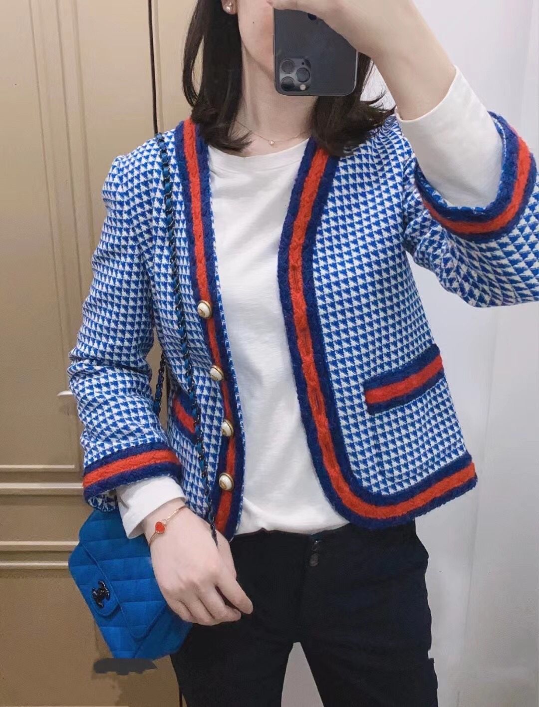 Chanel CF MINI Bag Blue 15*12cm 8424