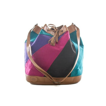 Gucci  Pursesdesigner Purses Caramel Brown Leather And Multi Colored Fabric Satchel
