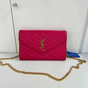Saint Laurent Monogram Matelassé Cassandre Wallet on Chain B4-36
