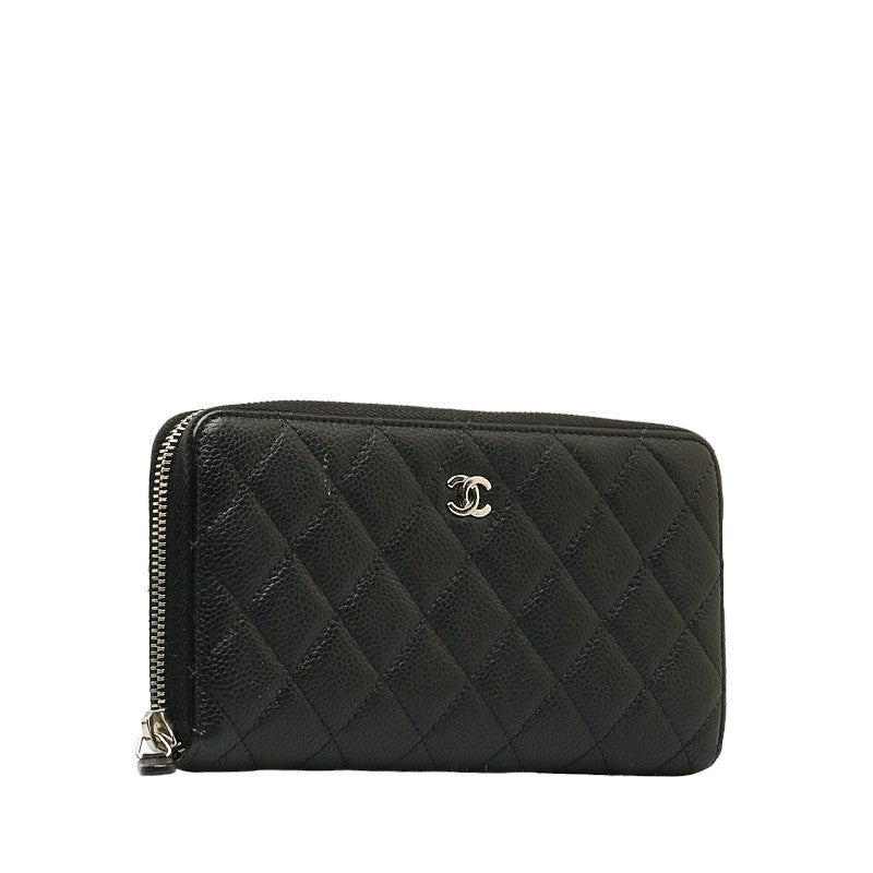 New 1:1 Rep Top Quality Chanel Matrases Coco Round Long Wallet Black Caviar S  Chanel