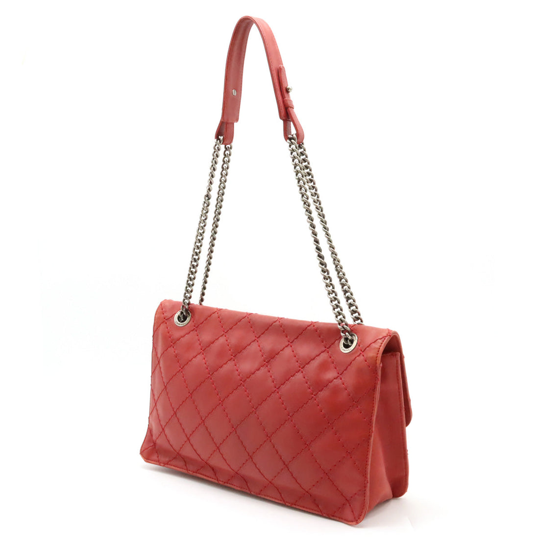 New 1:1 Rep Top Quality Chanel New 1:1 Rep Top Quality Chanel 2.55 Matrasse W Chain Bag Half-Sharp Handbag Semi-Sharp Leather Red Silver Gold  Blumin