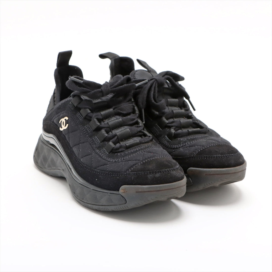 New 1:1 Rep Top Quality Chanel Coco Fabric Trainers 35  Black G38501