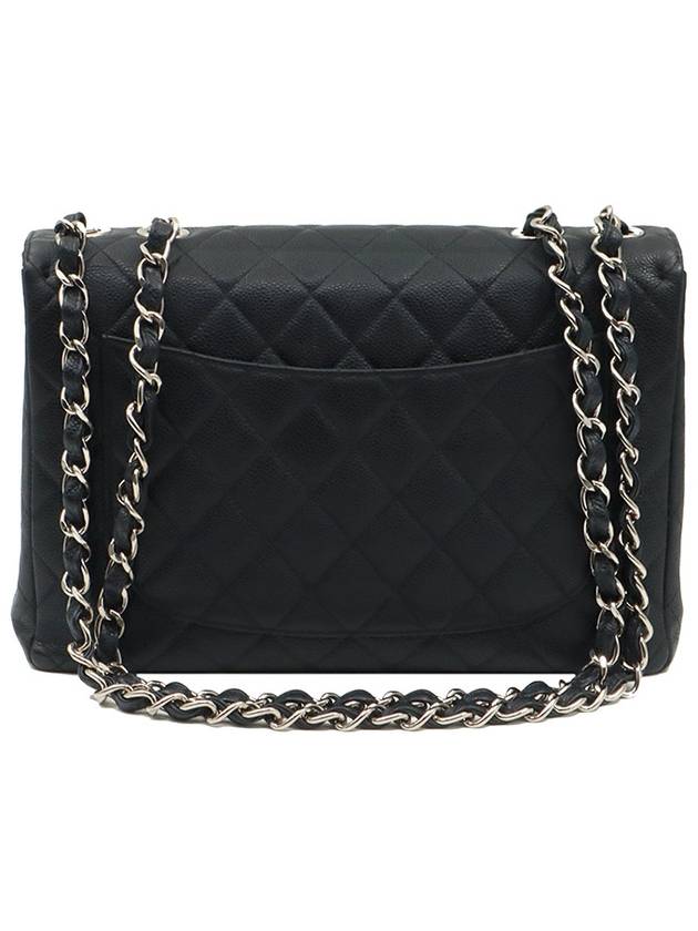 Black Caviar Silver Chain One Flap Classic Jumbo Large Shoulder Bag No 6 Chanel