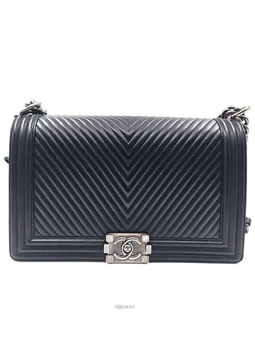 Calfskin Chevron Boy Bag New Medium Chanel