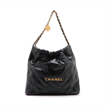New 1:1 Rep Top Quality Chanel 22 Leather Chain Shoulder Bag Black G  AS3261