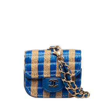 New 1:1 Rep Top Quality Chanel Coco Yale pods pro case blue beige raffia leather ladies CHANEL