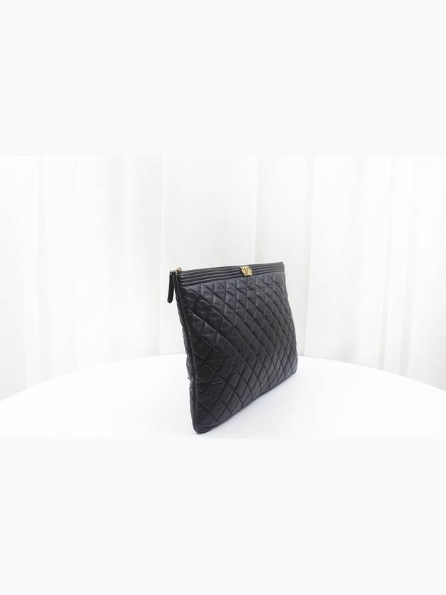 Boy Clutch Large Caviar Black Gold Plated 25th A84407 Chanel