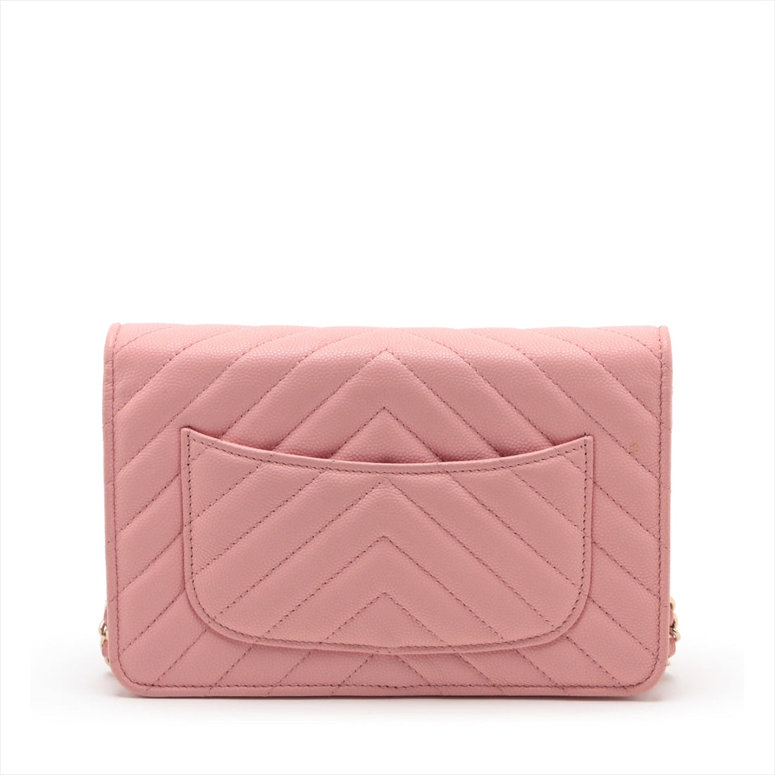New 1:1 Rep Top Quality Chanel V Stitch Caviar S Chain Wallet Pink Gold