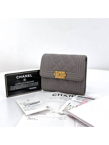 Boy caviar gold women s wallet Chanel