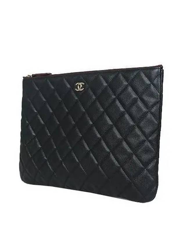 COCO Champagne Gold Logo Black Caviar Classic New Medium Clutch Chanel