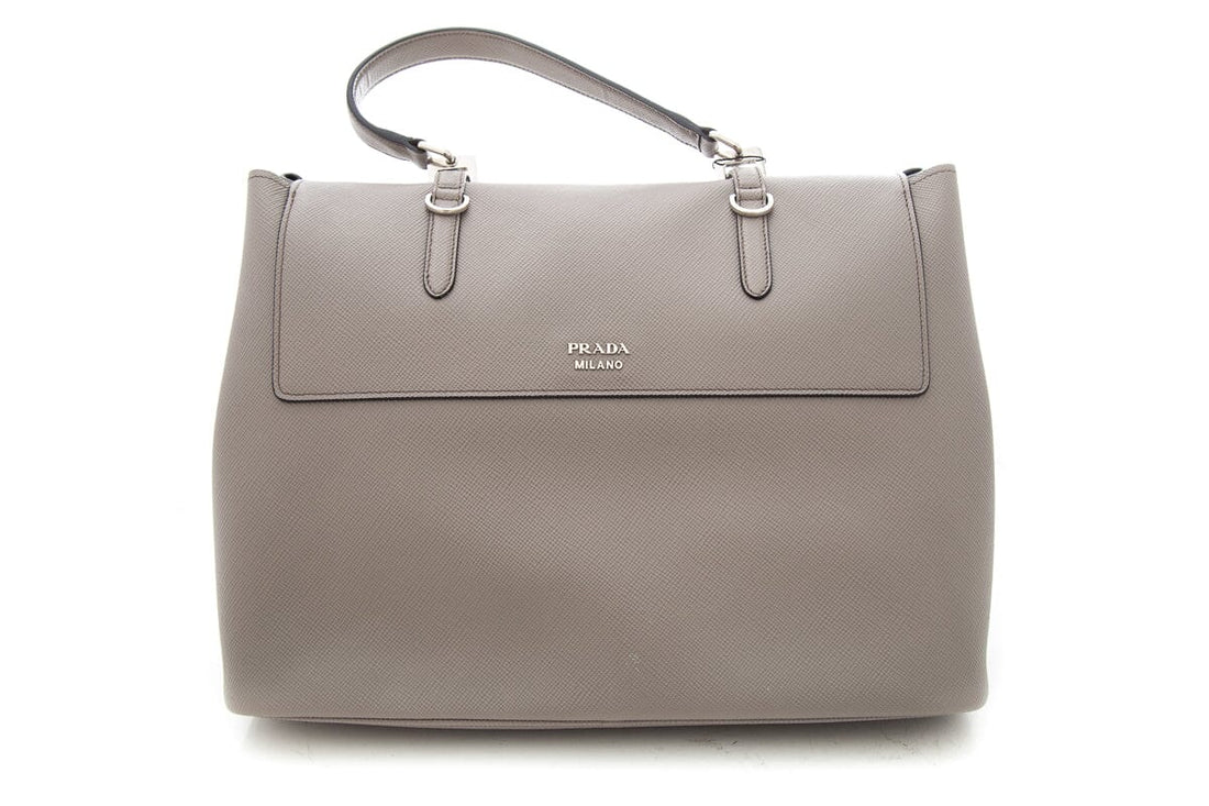Prada Saffiano Cuir Double Turn Lock Handbag
