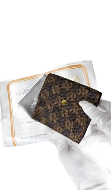 Louis Vuitton Damier Ebene Pattern Coated Canvas Elise Wallet B22-48