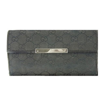 Gucci Black Large G Logo Print Canvas And Black Leather  Wallet