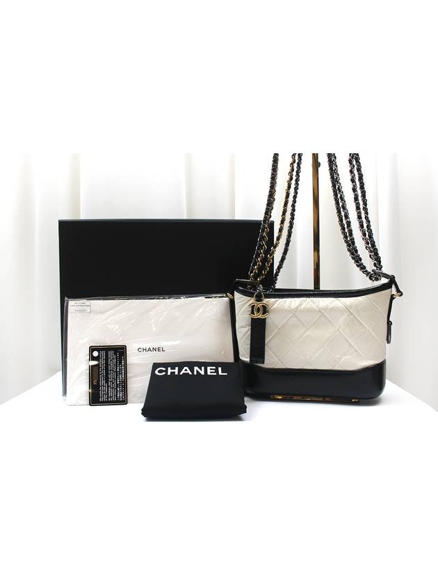 Gabriel Hobo Bag Small White Black Shoulder 25th A91810 Chanel