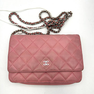 Top Quality Chanel Lambskin Quilted Wallet on Chain WOC Pink LA22262