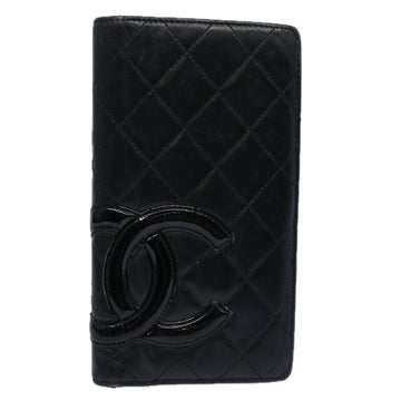 Top Quality Chanel Cambon Line Long Wallet Leather Black CC Auth bs10747