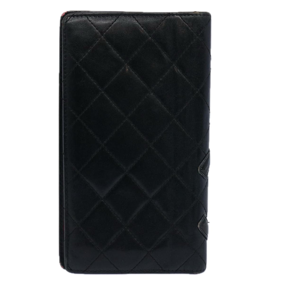 Top Quality Chanel Cambon Line Long Wallet Leather Black CC Auth bs10747