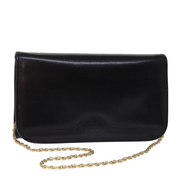 Balenciaga Chain Shoulder Bag Leather Black Auth bs14136