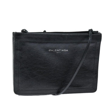 Balenciaga Navy Pochette Shoulder Bag Leather Black 339937 Auth bs14200