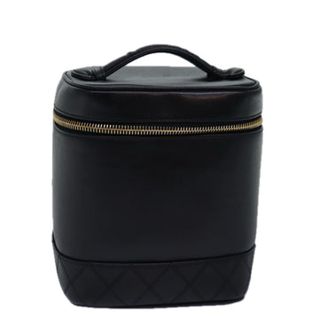Top Quality Chanel Bicolole Vanity Cosmetic Pouch Leather Black CC Auth bs14989