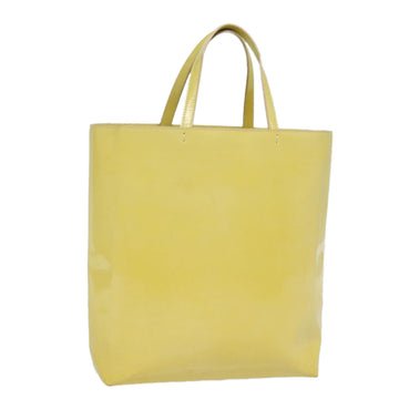 PRADA Hand Bag Patent leather Yellow Auth bs15609
