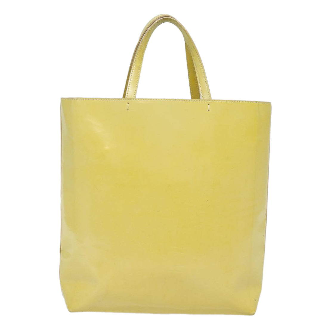 PRADA Hand Bag Patent leather Yellow Auth bs15609