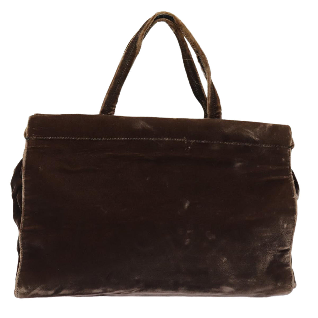 PRADA Hand Bag Velor Brown Auth bs16438