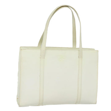PRADA Hand Bag Enamel Silver White Auth bs16621