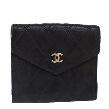 Top Quality Chanel Bicolore Wallet Leather Black Gold CC Auth bs16876