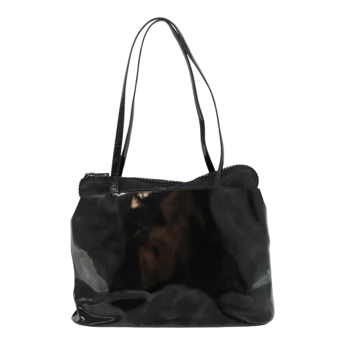PRADA Tote Bag Enamel Black Auth bs17012