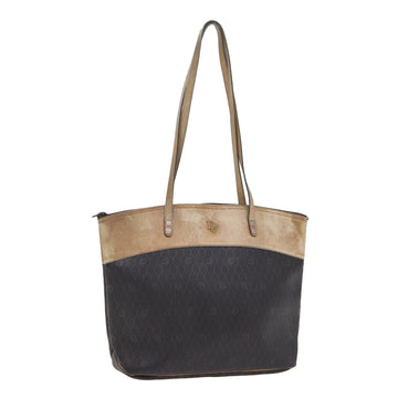 CHRISTIAN Top quality Dior Honeycomb Canvas Tote Bag PVC Leather Black Auth bs17284