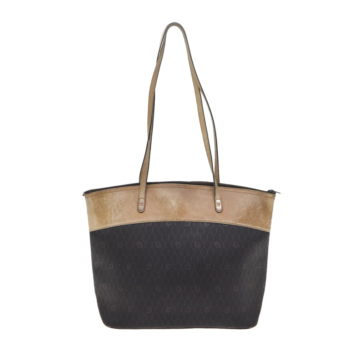 CHRISTIAN Top quality Dior Honeycomb Canvas Tote Bag PVC Leather Black Auth bs17284