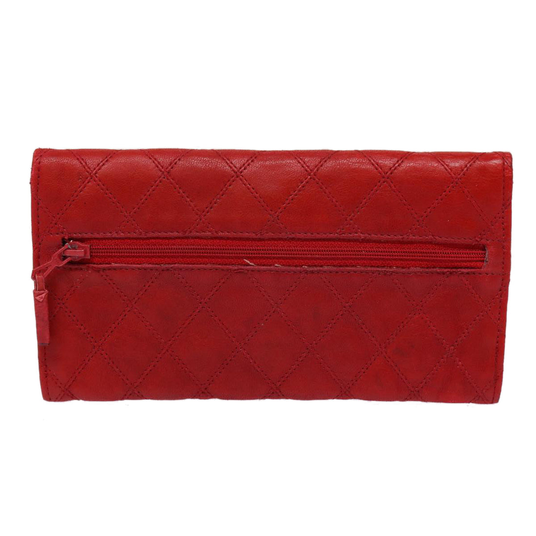 Top Quality Chanel Bicolore Wallet Leather Red Gold CC Auth bs17431