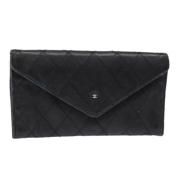 Top Quality Chanel Bicolore Wallet Leather Black Gold CC Auth bs17489