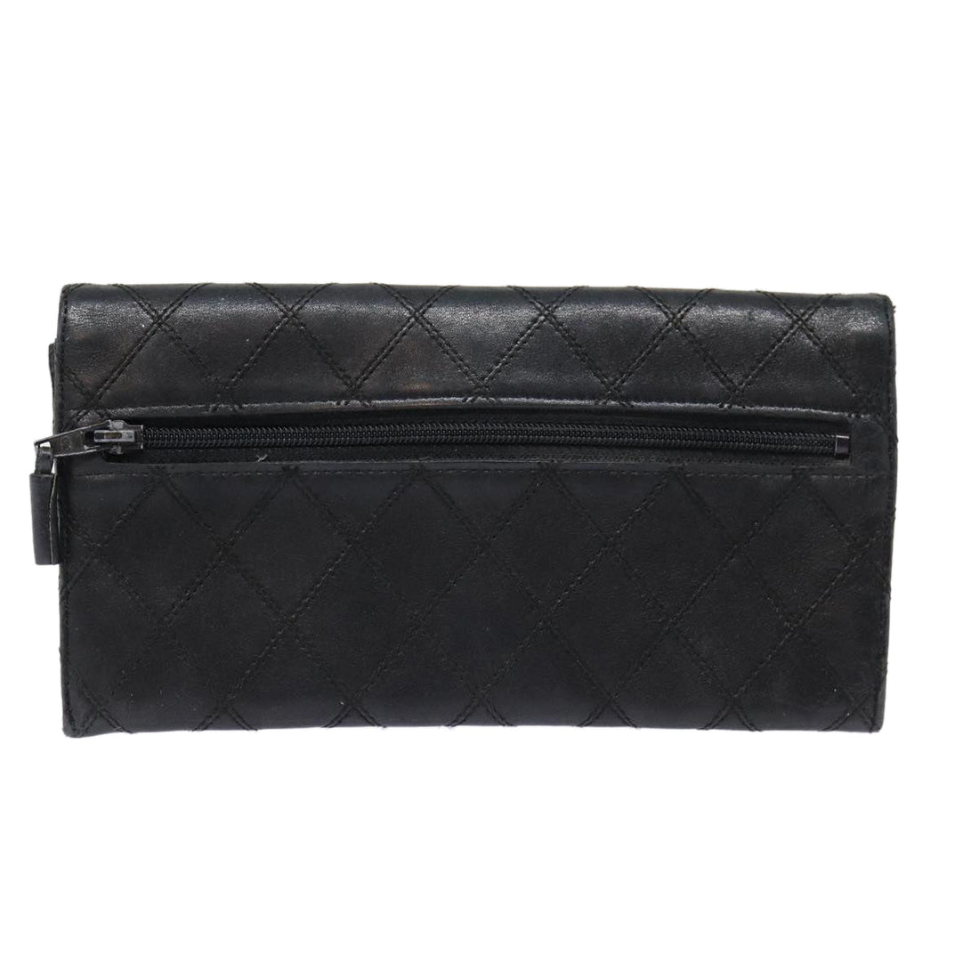 Top Quality Chanel Bicolore Wallet Leather Black Gold CC Auth bs17489