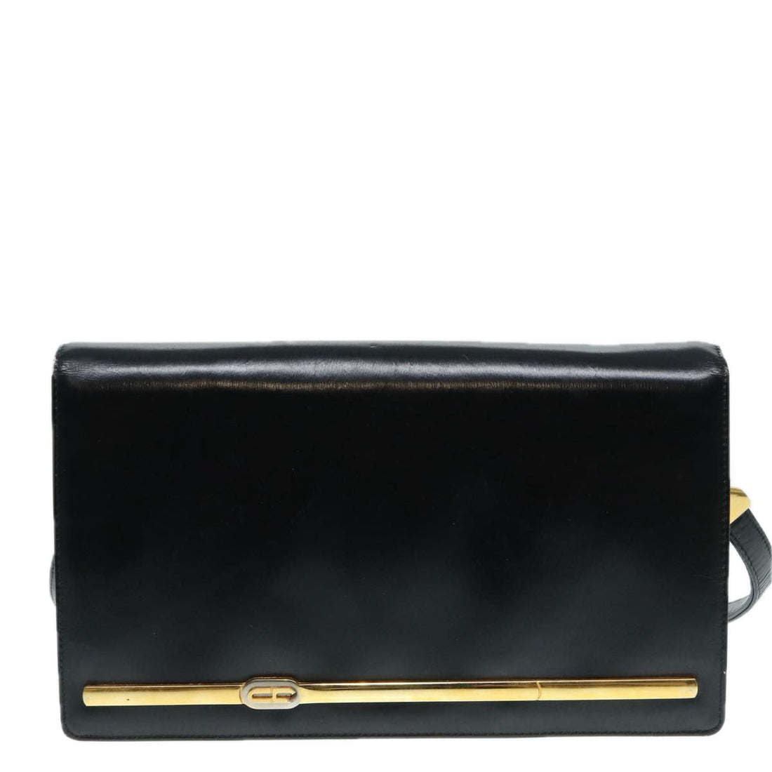 CHRISTIAN Top quality Dior Shoulder Bag Leather Black Gold Auth bs17725