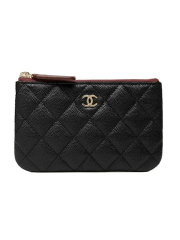Gold CC Logo Small Calfskin Pouch Bag Black Chanel