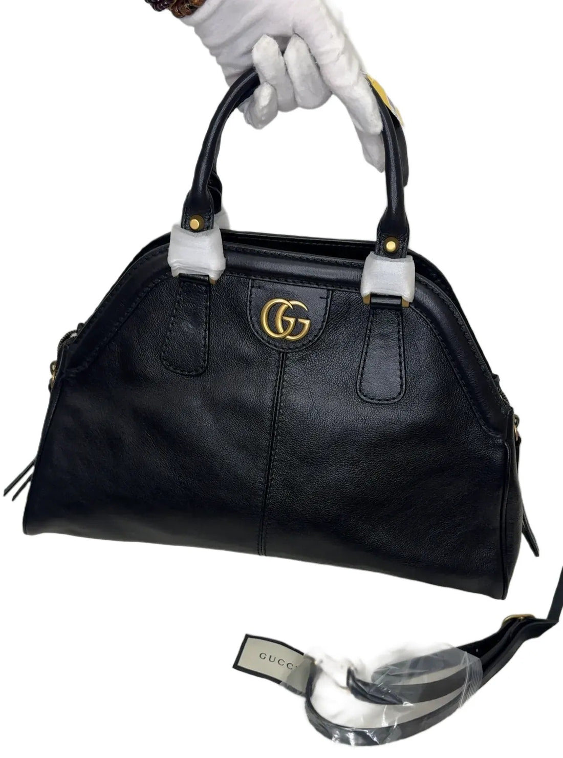 Gucci RE(BELLE) Top Handle Bag Leather Medium Black B24-59