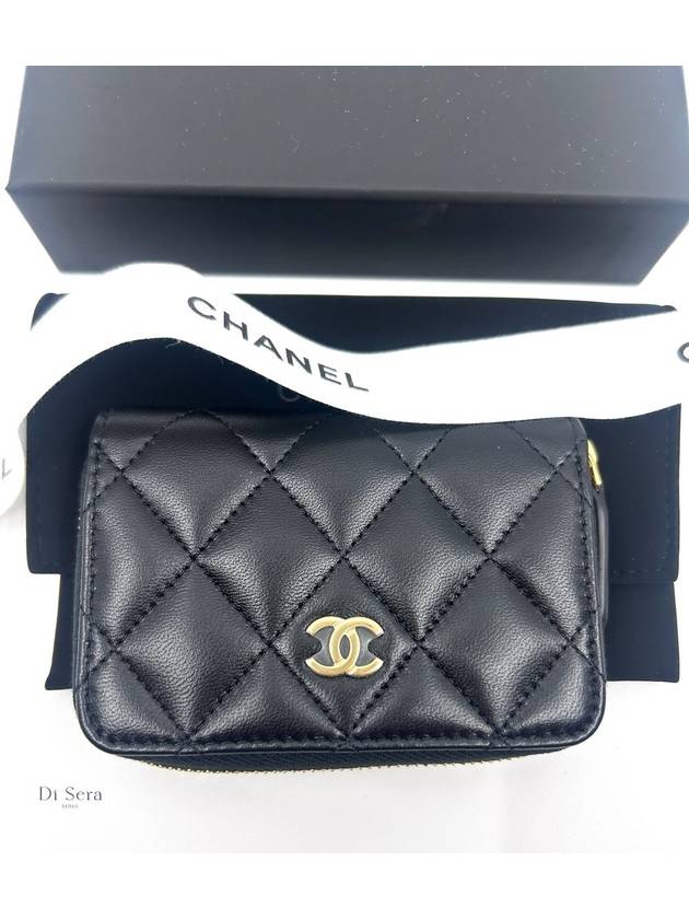 Classic Zipped Coin Purse Grained Calfskin & Gold Black Chanel