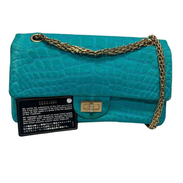 Top Quality Chanel - Reissue Small 2.55 Satin Crocodile Stitche - Turquoise / Gold Crossbody