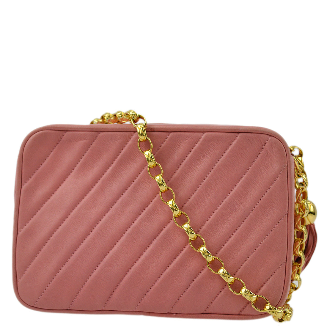 New 1:1 Rep Top Quality Chanel Pink Lambskin Fringe Camera Bag Mini