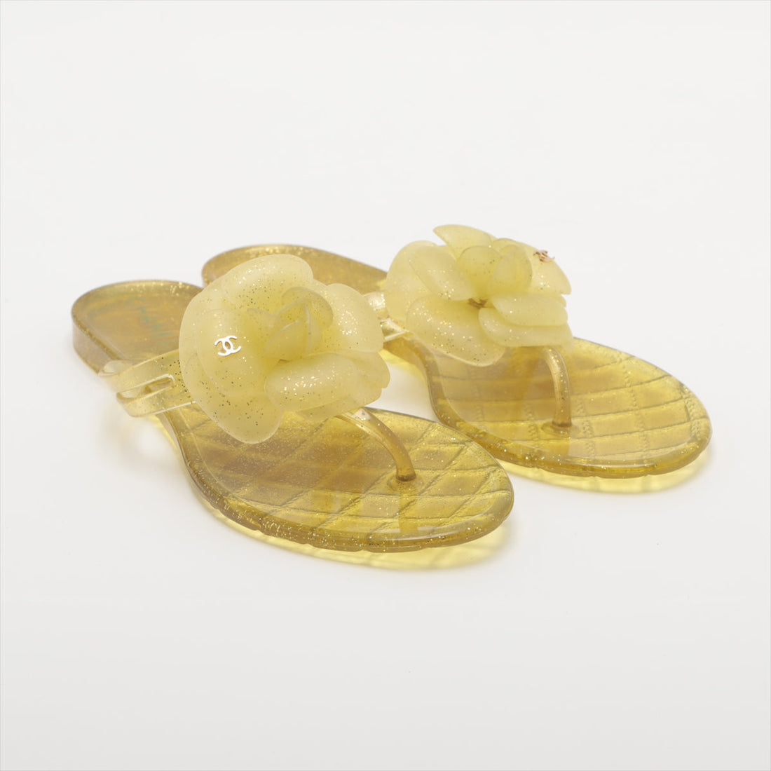 New 1:1 Rep Top Quality Chanel Coco Camellia Laver Beach Sandal 36  Yellow Earl