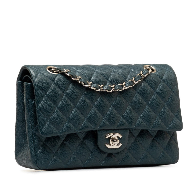 New 1:1 Rep Top Quality Chanel Mattrase 25 Coco Double Flap Chain Shoulder Bag Blue Silver Caviar S  CHANEL