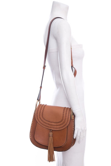 Chloe Brown Hudson Whipstitch Leather Handbag